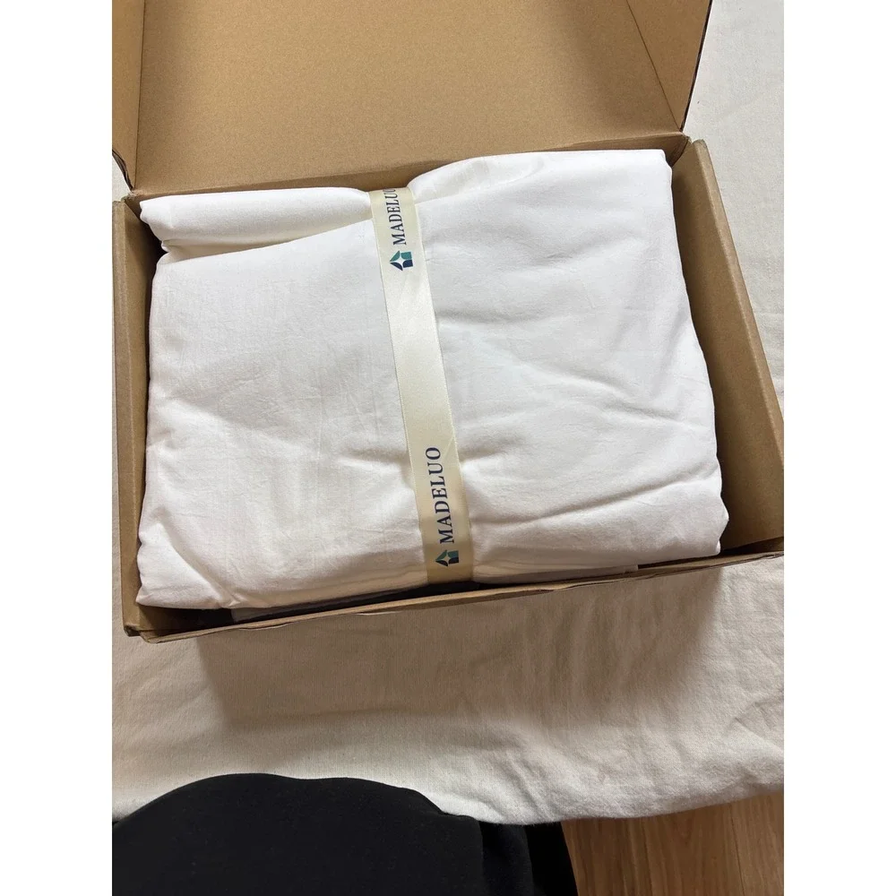 Madeluo Queen Duvet Cover White Solid Soft Breathable Bedding 104x90 Modern